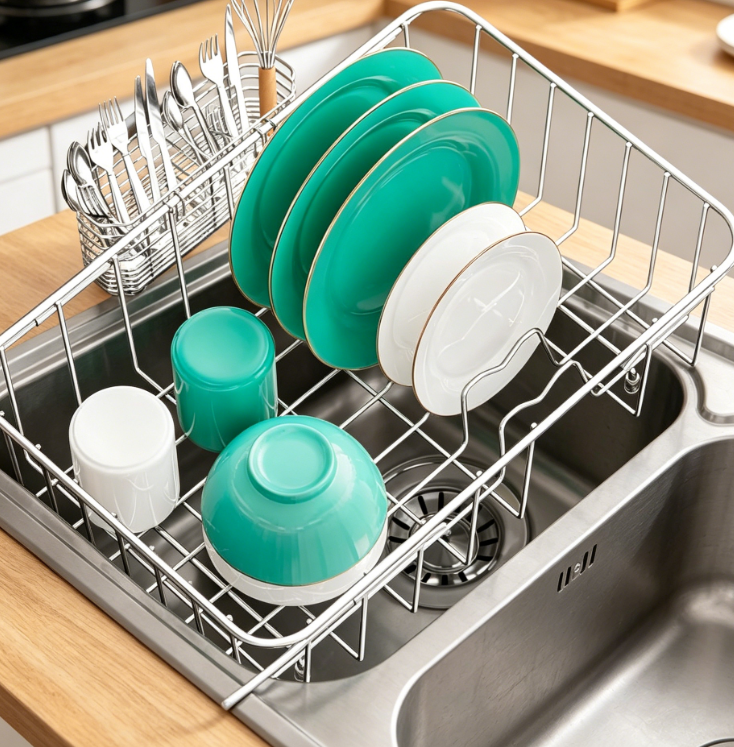 Adjustable Telescopic In-Sink Dish Rack — Stainless Steel Kitchen Organizer